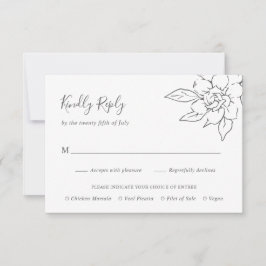 Neutralt Line Art Blommigt Elegant bröllop OSA Kort