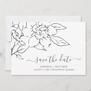 Neutralt Line Art Blommigt Elegant bröllop Spara Datumet