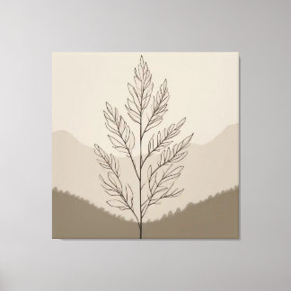 Neutralt Line Botanical Canvastryck
