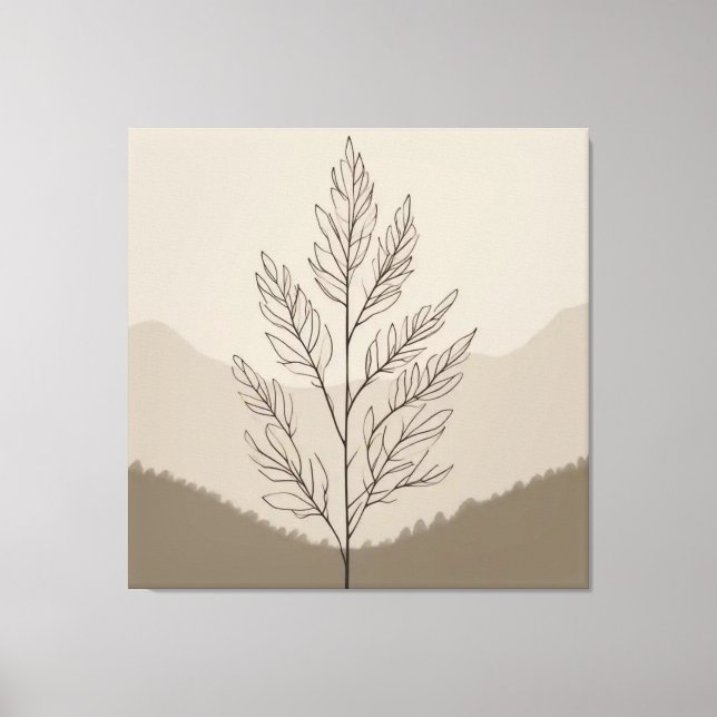 Neutralt Line Botanical Canvastryck (Framsida)