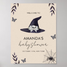 Neutralt Little Boo Witch Hat Baby Shower Välkomme