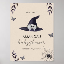 Neutralt Little Boo Witch Hat Baby Shower Välkomme Poster