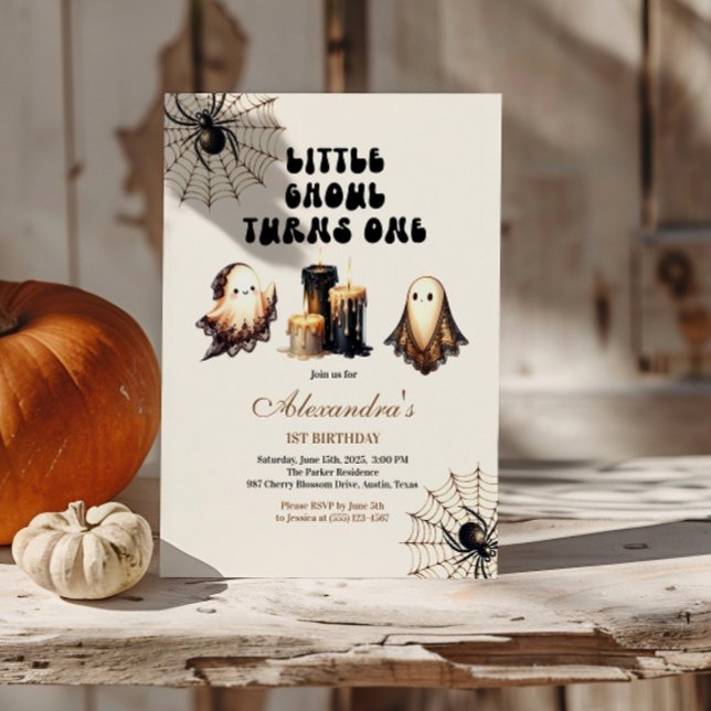 Neutralt Little Ghoul Birthday Inbjudningar (Skapare uppladdad)