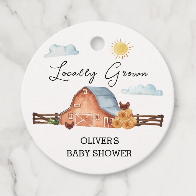 Neutralt Lokalt odlad babystövel för gårdsuppfödni Gåvor Etiketter (Framsida)