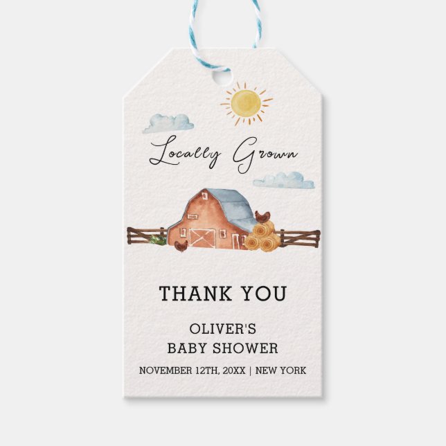 Neutralt Lokalt odlad babystövel för gårdsuppfödni Presentetikett (Framsidan)