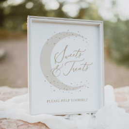 Neutralt Måne Baby Shower Sweets and Trets Poster