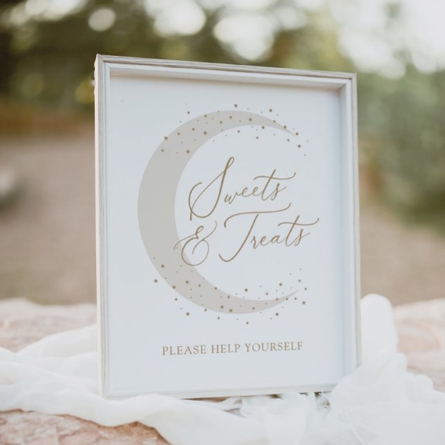 Neutralt Måne Baby Shower Sweets and Trets Poster (Skapare uppladdad)