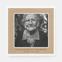 Neutralt Milestone 100:e födelsedagsfoto Pappersservett