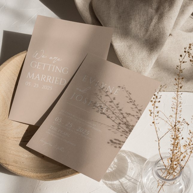 Neutralt  minimal Boho Modern Bröllop Inbjudningar (Skapare uppladdad)
