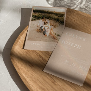 Neutralt  minimal Boho Modern Bröllop Inbjudningar