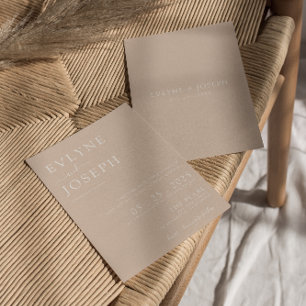 Neutralt minimal Boho Modern Bröllop Inbjudningar