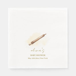 Neutralt Minimalialist Pastry Chef Baby Shower Pappersservett