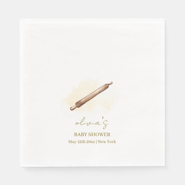 Neutralt Minimalialist Pastry Chef Baby Shower Pappersservett (Framsidan)