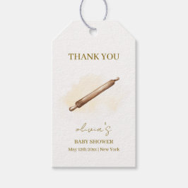 Neutralt Minimalialist Pastry Chef Baby Shower Presentetikett