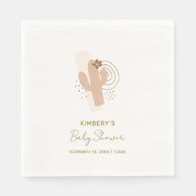 Neutralt Minimalist Boho Desert Cactus Baby Shower