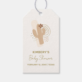 Neutralt Minimalist Boho Desert Cactus Baby Shower Presentetikett
