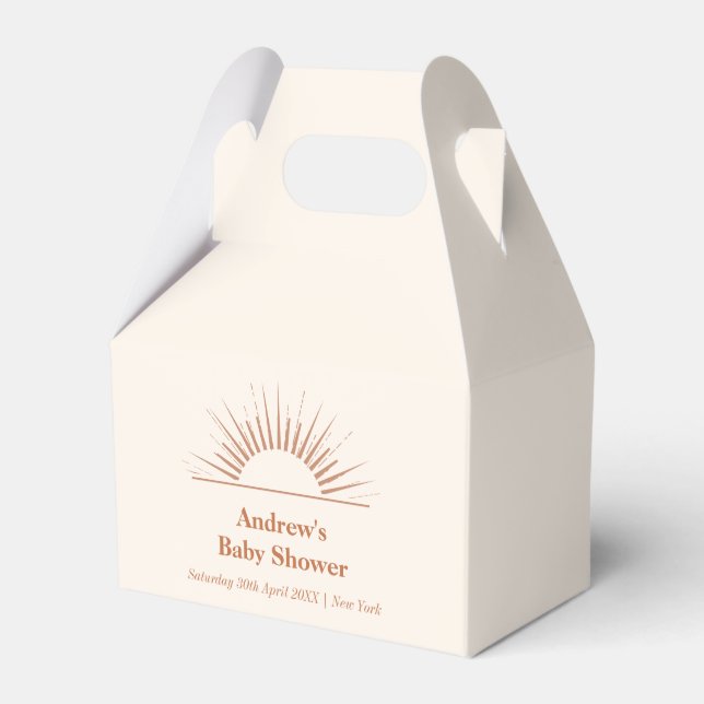 Neutralt Minimalist Boho Sunshine Baby Shower Presentaskar (Framsidan Sidan)