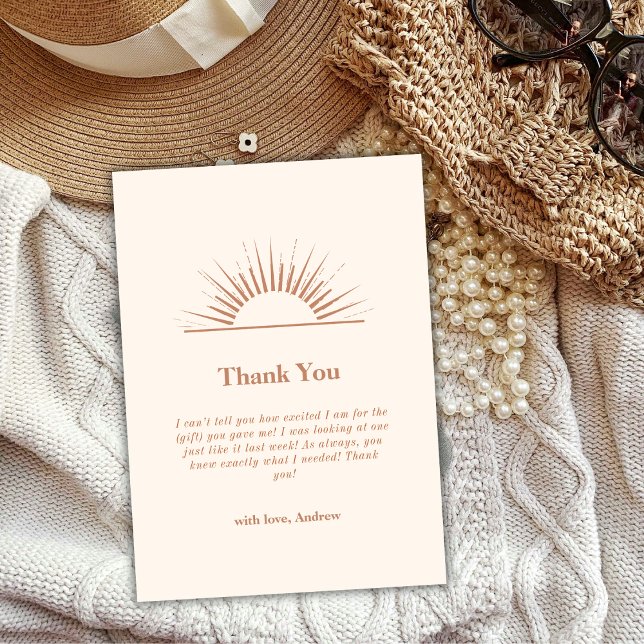 Neutralt Minimalist Boho Sunshine Baby Shower Tack Kort (Neutral Minimalist Boho Sunshine Baby Shower Thank You Card)