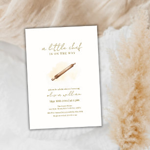 Neutralt Minimalist Little Pastry Chef Baby Shower Inbjudningar