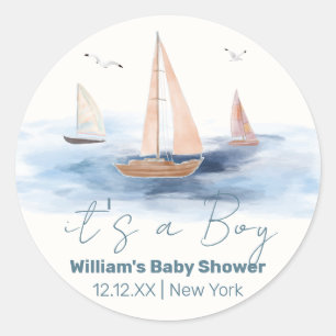 Neutralt Minimalist Nautical Sailboat-babyskor Runt Klistermärke