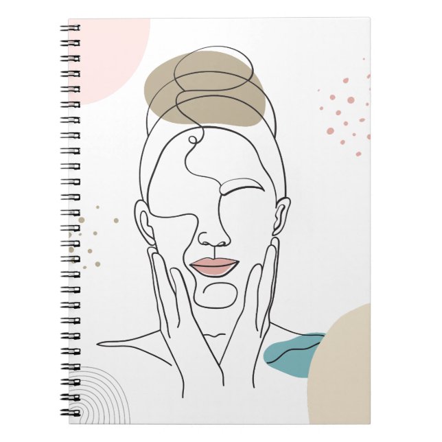 Neutralt Minimalist Woman Ansikte Body Line Art Sp Anteckningsbok (Framsidan)