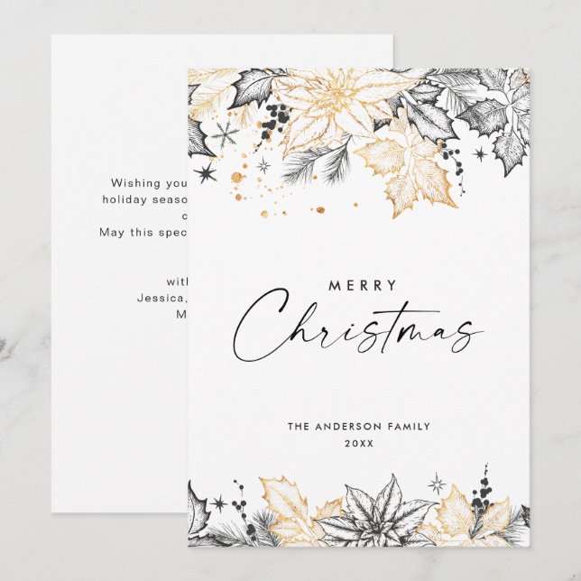 Neutralt Minimalistisk Boho-julsammansättning Julkort (Fram/baksida)