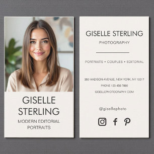 Neutralt - minimalistiskt fotofoto-Social-medium Visitkort