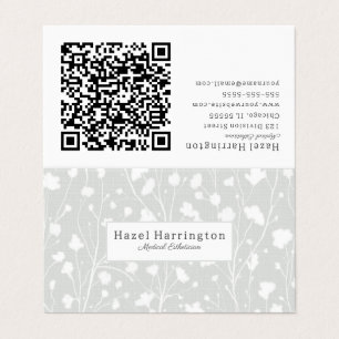 Neutralt Mjuk Blommigt QR-mappat Affärskort Visitkort