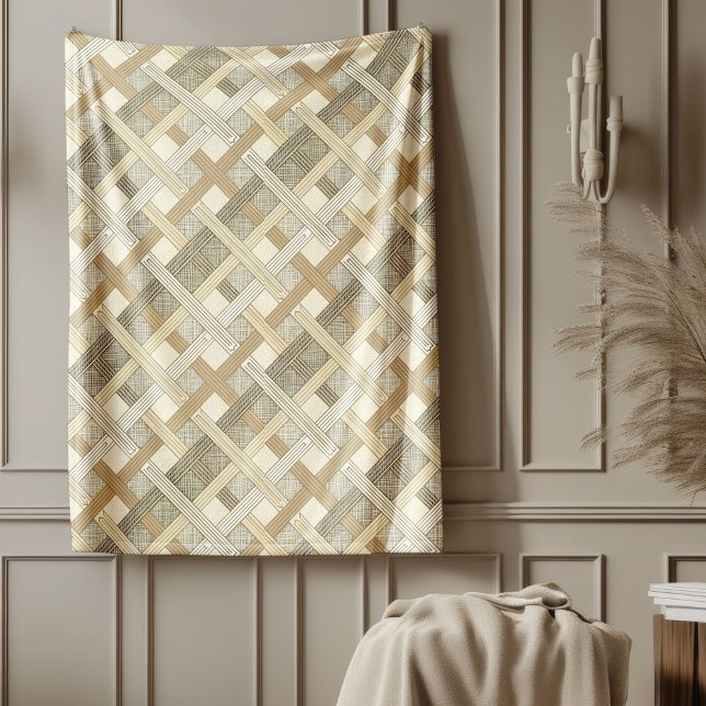 Neutralt Mjuk jordton Modern geometrisk design Fleecefilt (Neutral Soft Earth-Tone Modern Geometric Design Fleece Blanket)