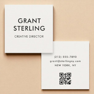 Neutralt Modern Minimal typografi QR-kod Fyrkantigt Visitkort