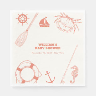 Neutralt Modern Nautical FishBoy Shower Pappersservett