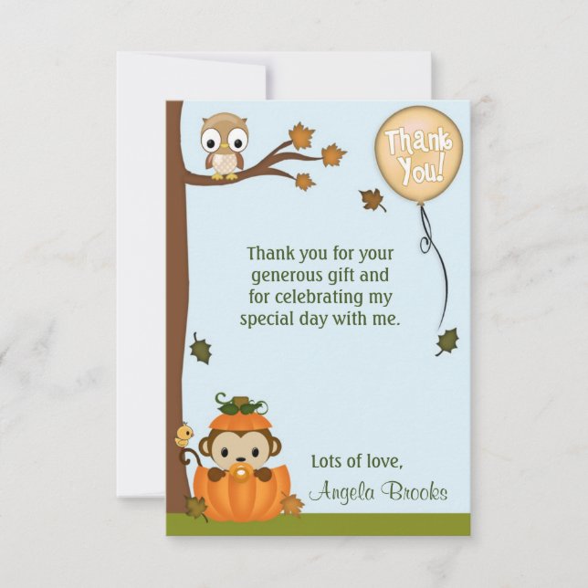 Neutralt MONKEY Fall Pumpkin Tack (FLAT) Kort (Framsida)