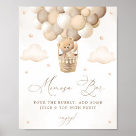 Neutralt Nalle Baby Shower Mimosa Pub Poster