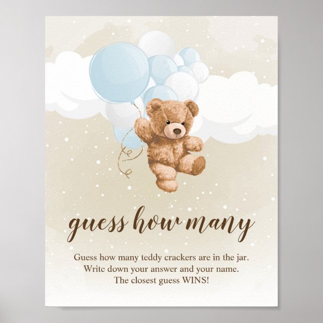 Neutralt Nalle Babyskylt Poster (Framsidan)