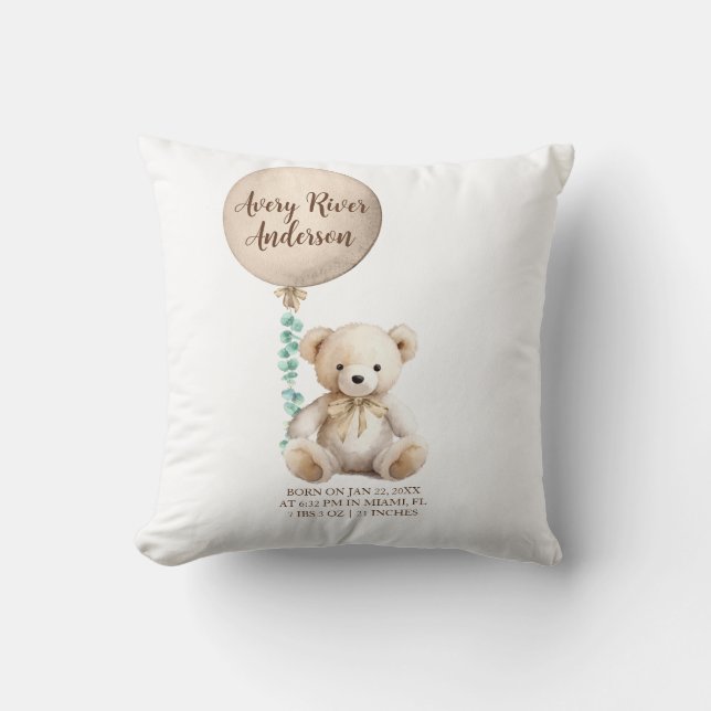 Neutralt Nalle Birdstat Baby Pillow Kudde (Framsida)