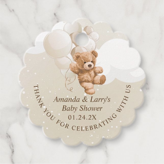 Neutralt Nalle med bubblor Gåvor Etiketter (Framsida)