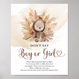Neutralt nalle pampas Säg inte BOY eller GIRL Poster