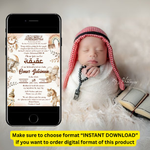 Neutralt Newborn Baby Muslim Aqiqah-inbjudan Inbjudningar