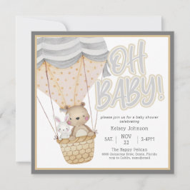 Neutralt Oh Baby Woodland Animals Baby Shower Inbjudningar