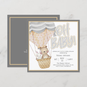 Neutralt Oh Baby Woodland Animals Baby Shower Inbjudningar