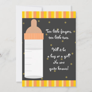 Neutralt Orange Baby Flaska Baby Shower-inbjudning Inbjudningar