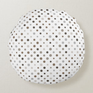 Neutralt Oregelbunden Polka dots Rund Kudde