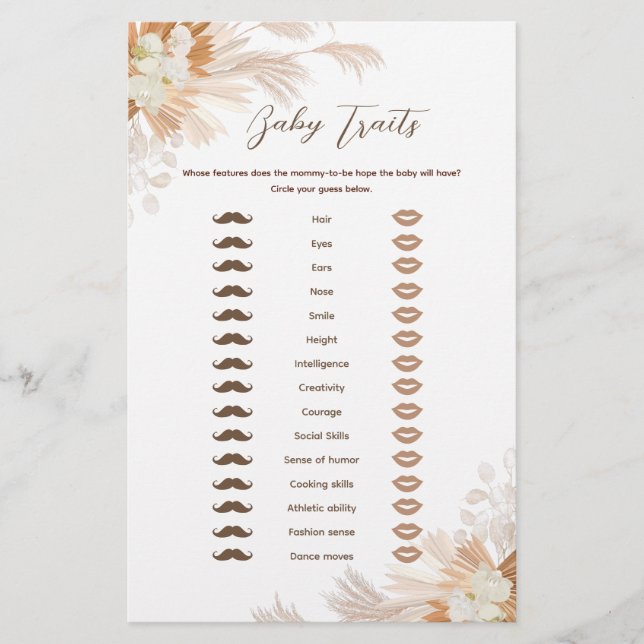 Neutralt Pampas Baby Traits Game Flyer (Framsidan)