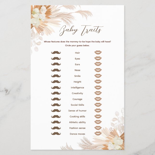 Neutralt Pampas Baby Traits Game Flyer (Framsidan)