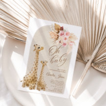 Neutralt Pampas Grass Giraffe Baby Shower