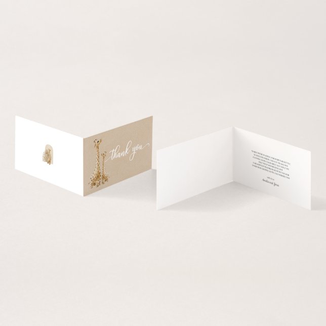 Neutralt Pampas Grass Giraffe Baby Shower Kort (In- och utsida)