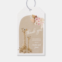 Neutralt Pampas Grass Giraffe Baby Shower Presentetikett