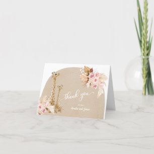 Neutralt Pampas Grass Giraffe Baby Shower Tack Kort