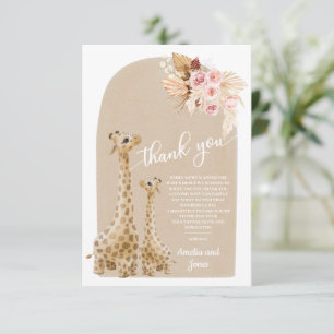 Neutralt Pampas Grass Giraffe Baby Shower Tack Kort