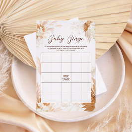 Neutralt Pampasgräs BINGO Baby Shower-spel Flygblad
